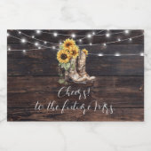 Rustikale Sonnenblumenleuchten heitern Schaumweinetikett (Einzelnes Label)