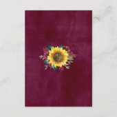 Rustikale Sonnenblumenleuchten Hochzeitsunterkünft Begleitkarte (Rückseite)