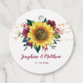 Rustikale Sonnenblumenlichter Hochzeit Geschenkanhänger (Vorderseite)