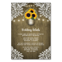 Rustikale Sonnenblumenmason Jar Hochzeitkarten Tischnummer