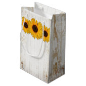 Rustikale Sonnenblumenmatte & Burlap-Geschenktasch Kleine Geschenktüte (Rückseite Schrägansicht)