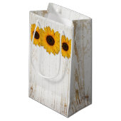 Rustikale Sonnenblumenmatte & Burlap-Geschenktasch Kleine Geschenktüte (Vorderseite Schrägansicht)