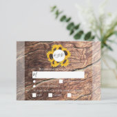 Rustikale Sonnenblumenmehloptionen Hochzeiten von  RSVP Karte (Stehend Vorderseite)