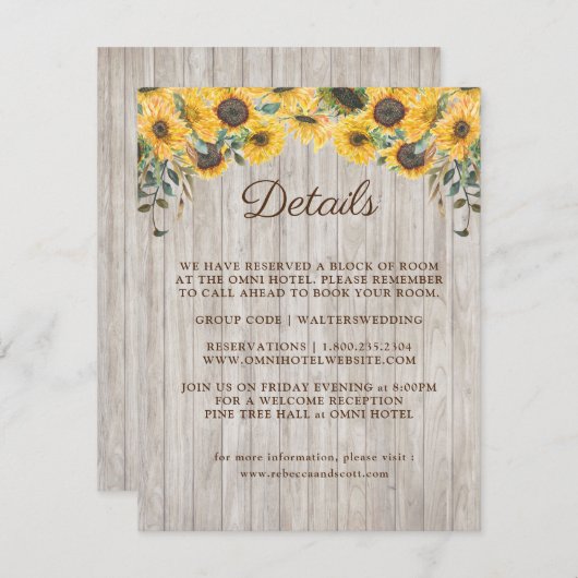 Rustikale Sonnenblumenmesse Begleitkarte (Vorne/Hinten)