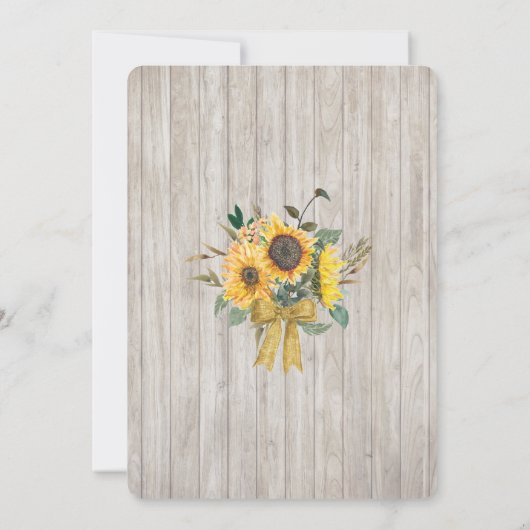 Rustikale Sonnenblumenmesse Einladung (Rückseite)