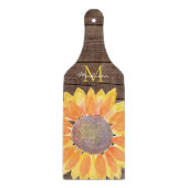 Rustikale Sonnenblumenmonogramm Schneidebrett (Vorderseite)