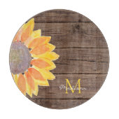 Rustikale Sonnenblumenmonogramm Schneidebrett (Vorderseite)