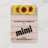 Rustikale Sonnenblumenöfen zeigen Visitenkarte an (Rückseite)