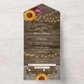 Rustikale Sonnenblumenpeony All-in-One-Hochzeitsve All In One Einladung (Innen Boden)