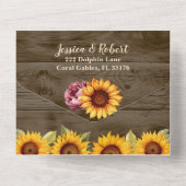 Rustikale Sonnenblumenpeony All-in-One-Hochzeitsve All In One Einladung (Rückseite)