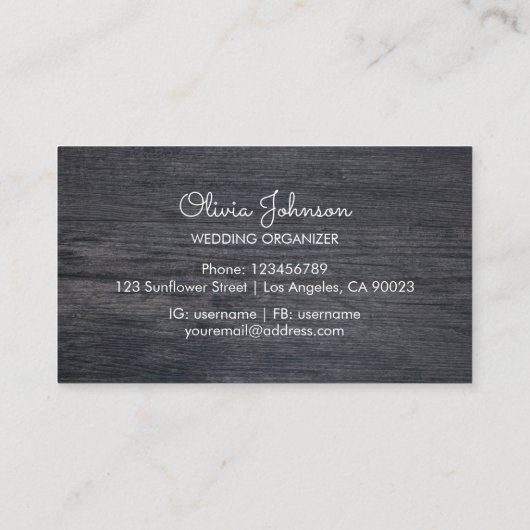 Rustikale Sonnenblumensaite hell Holz Visitenkarte (Rückseite)