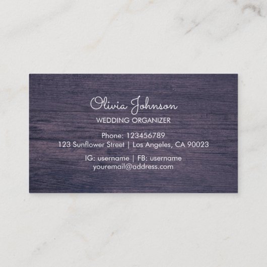 Rustikale Sonnenblumensaite hell Holz Visitenkarte (Rückseite)