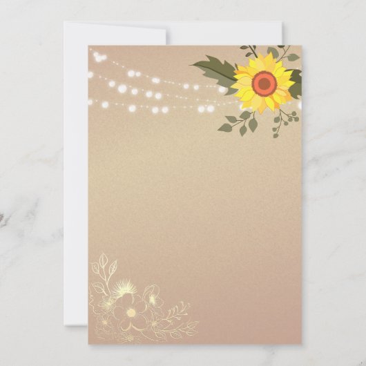 Rustikale Sonnenblumensaite Lights Burgund Wedding Einladung (Rückseite)