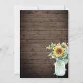 Rustikale Sonnenblumensaite Lights Probe Abendesse Einladung (Rückseite)