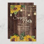 Rustikale Sonnenblumensaite Überraschung 75. Einladung (Vorne/Hinten)
