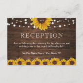 Rustikale Sonnenblumensaitenleuchten Hochzeitsempf Begleitkarte (Vorderseite)