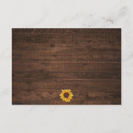 Rustikale Sonnenblumensaitenleuchten Hochzeitsempf Begleitkarte (Rückseite)