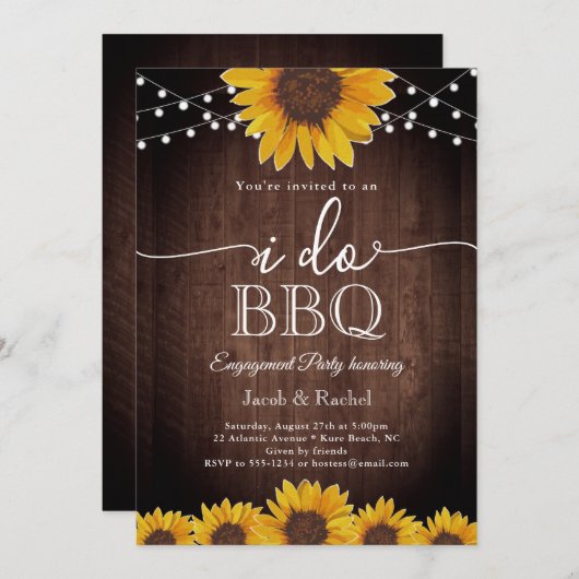 Rustikale Sonnenblumensaitenleuchten ich mache GRI Einladung (Vorne/Hinten)