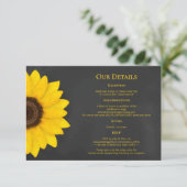 Rustikale Sonnenblumenschalkpappe Hochzeit Begleitkarte (Stehend Vorderseite)