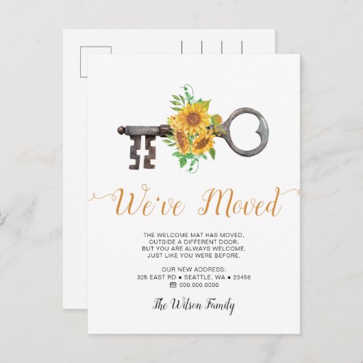 Rustikale Sonnenblumenschlüssel, den wir bewegt ha Ankündigungspostkarte (Vorne/Hinten)