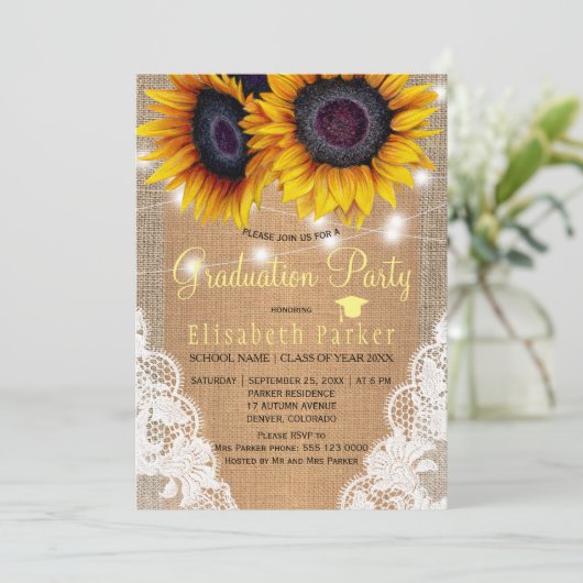 Rustikale Sonnenblumenschüttelparty Einladung (Stehend Vorderseite)