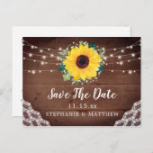 Rustikale Sonnenblumenspitze Babys atmen Save the Ankündigungspostkarte (Vorne/Hinten)