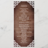 Rustikale Sonnenblumenspitze Lila Rose Hochzeit im Programm (Rückseite)