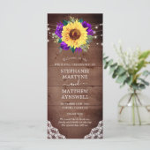 Rustikale Sonnenblumenspitze Lila Rose Hochzeit im Programm (Stehend Vorderseite)