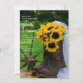 Rustikale Sonnenblumenstiefel Western Post Wedding Einladung (Vorderseite)