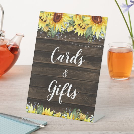 Rustikale Sonnenblumenstrandkarten & Geschenke Sockelschild (In Situ)