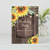 Rustikale Sonnenblumenstränge beleuchten Frauen zu Einladung (Stehend Vorderseite)