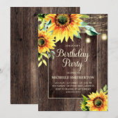 Rustikale Sonnenblumenstränge beleuchten Frauen zu Einladung (Vorne/Hinten)