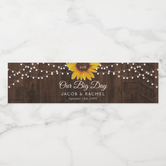 Rustikale Sonnenblumenstränge beleuchten unsere Ho Wasserflaschenetikett (Einzelnes Label)