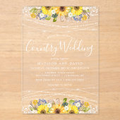 Rustikale Sonnenblumenstrasse Lights Country Weddi Acryleinladungen (Vorderseite)