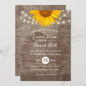 Rustikale Sonnenblumenstrasse Lights Vintage Hochz Einladung (Vorne/Hinten)