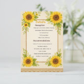 Rustikale Sonnenblumenverschlusskarte Begleitkarte (Stehend Vorderseite)