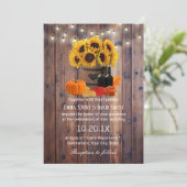 Rustikale Sonnenblumenweinblume Herbsthochzeit Einladung (Stehend Vorderseite)