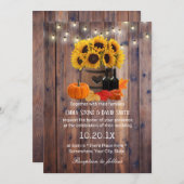 Rustikale Sonnenblumenweinblume Herbsthochzeit Einladung (Vorne/Hinten)