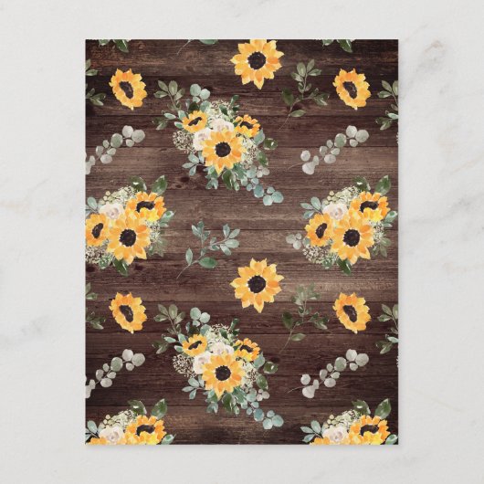 Rustikale Sonnenblumenzwiebeln Details zur Hochzei Begleitkarte (Rückseite)