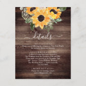 Rustikale Sonnenblumenzwiebeln Details zur Hochzei Begleitkarte (Vorderseite)