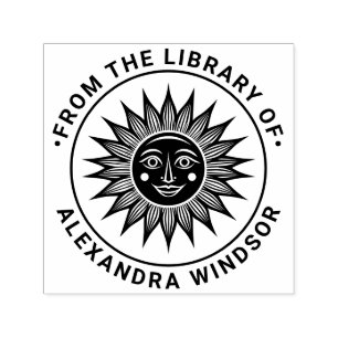 Rustikale Sonnenstrahlen mit Gesicht #2 Bibliothek Permastempel