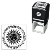 Rustikale Sonnenstrahlen mit Gesicht #2 Name Rücks Permastempel (Beispiel)