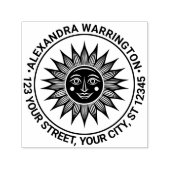 Rustikale Sonnenstrahlen mit Gesicht #2 Name Rücks Permastempel (Design)