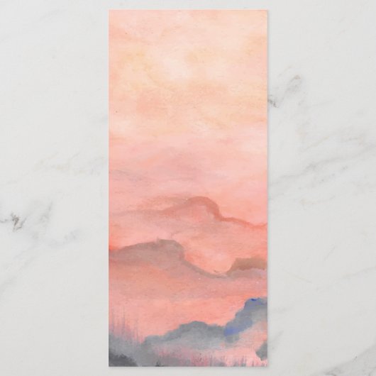 Rustikale Sonnenuntergang Hochzeit im Gebirge Menükarte (Rückseite)