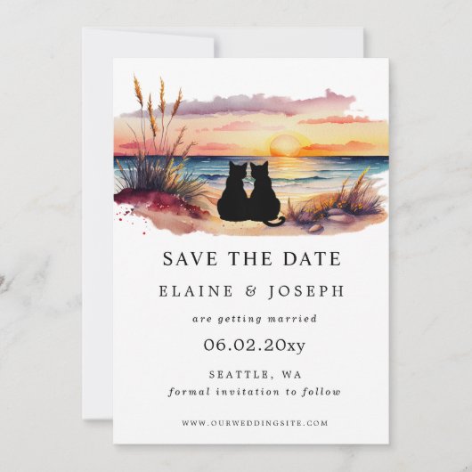 Rustikale Sonnenuntergangs-Strand-Save-the-Date-Ka Save The Date (Vorderseite)