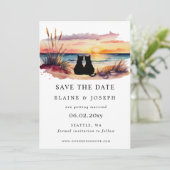 Rustikale Sonnenuntergangs-Strand-Save-the-Date-Ka Save The Date (Stehend Vorderseite)