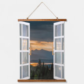 Rustikale Sonnenuntergangslandschaft Wandteppich Mit Holzrahmen (Vorderseite)