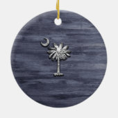 Rustikale South Carolina Palmetto und Moon Keramik Ornament (Hinten)