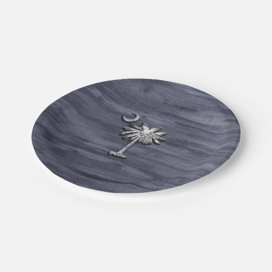 Rustikale South Carolina Palmetto und Moon Pappteller (Schrägansicht)