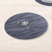 Rustikale South Carolina Palmetto und Moon Runder Pappuntersetzer (Angewinkelt)